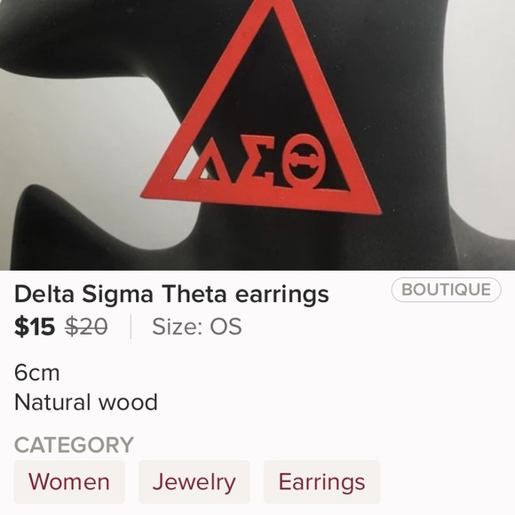 Brand new Delta Sigma Theta wood earrings - Picture 2 of 2